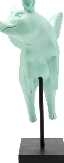 Dekorfigur Flying Pig - Turkos Gris, 29cm - KARE Design
