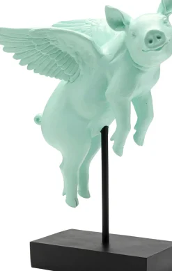 Dekorfigur Flying Pig - Turkos Gris, 29cm - KARE Design