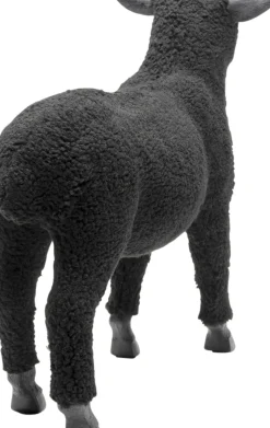 Dekorfigur Happy Sheep - Får, I Ull, Svart, 37cm - KARE Design