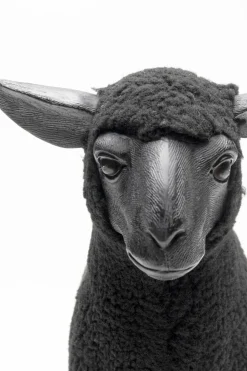 Dekorfigur Happy Sheep - Får, I Ull, Svart, 37cm - KARE Design