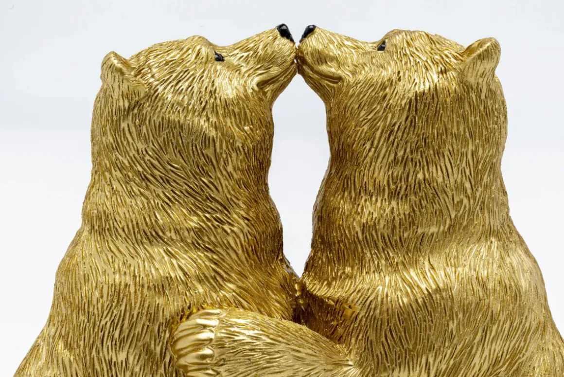 Dekorfigur Kissing Bears - Dekor Guld Björnar, 17cm - KARE Design