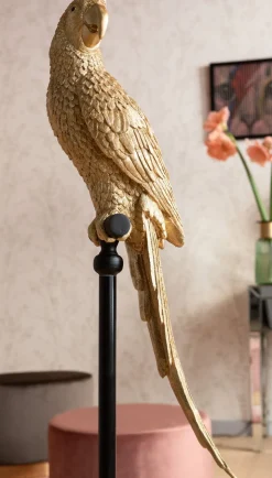 Dekorfigur Parrot - Skulpur på Piedestal Guld, 116cm - KARE Design