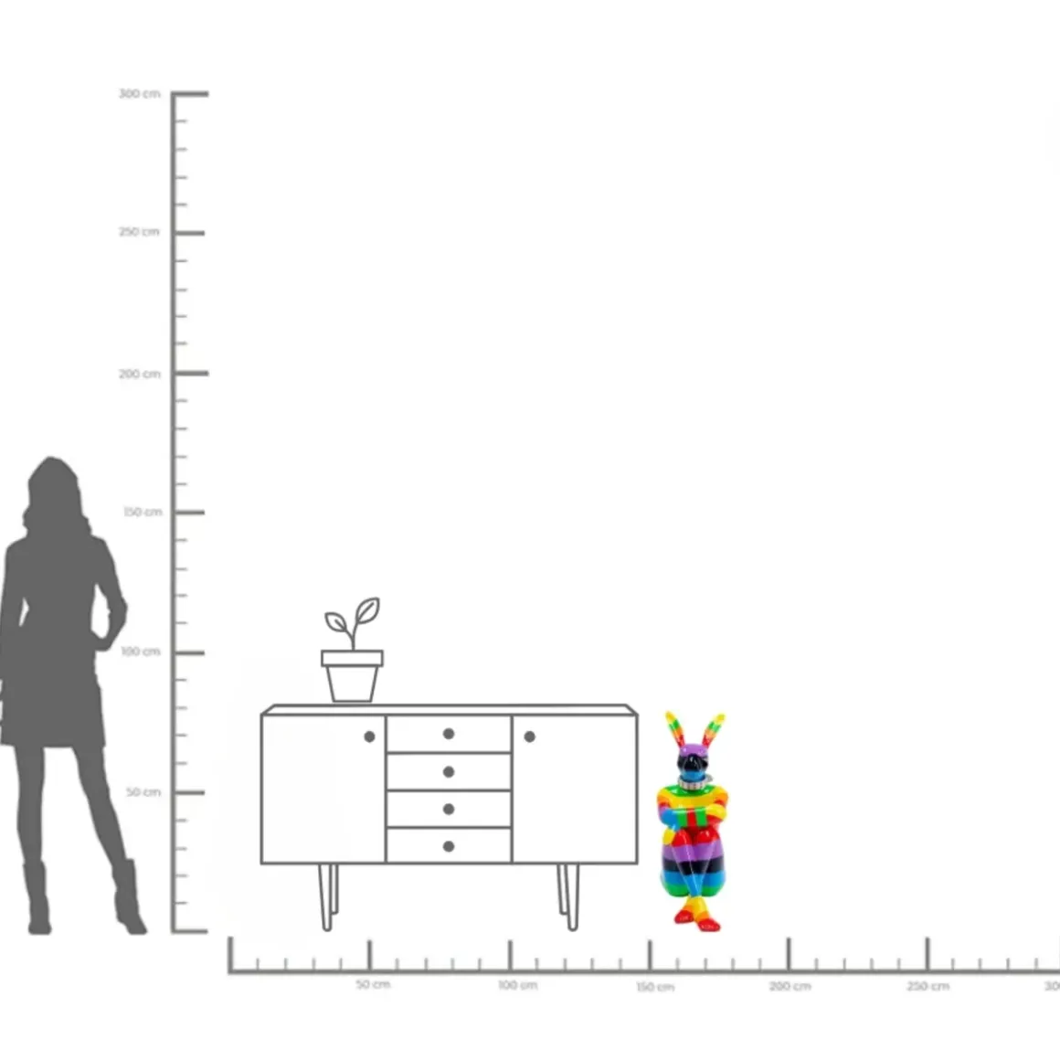 Dekorfigur Rainbow Sitting Rabbit, 80cm - KARE Design