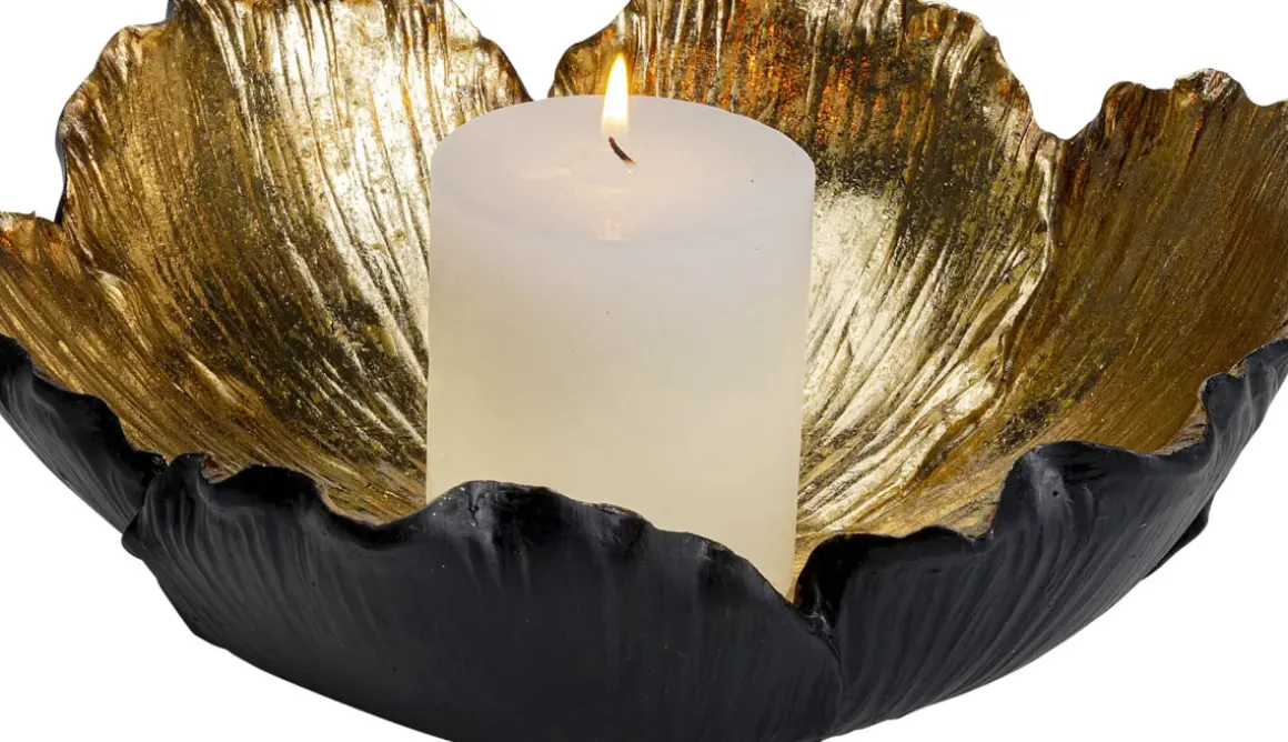 Dekor Skål Flower Bloom Svart Guld Ø25cm - KARE Design