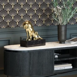 Dekor Skulptur Lion - Guld/Svart marmor, 34cm - KARE Design