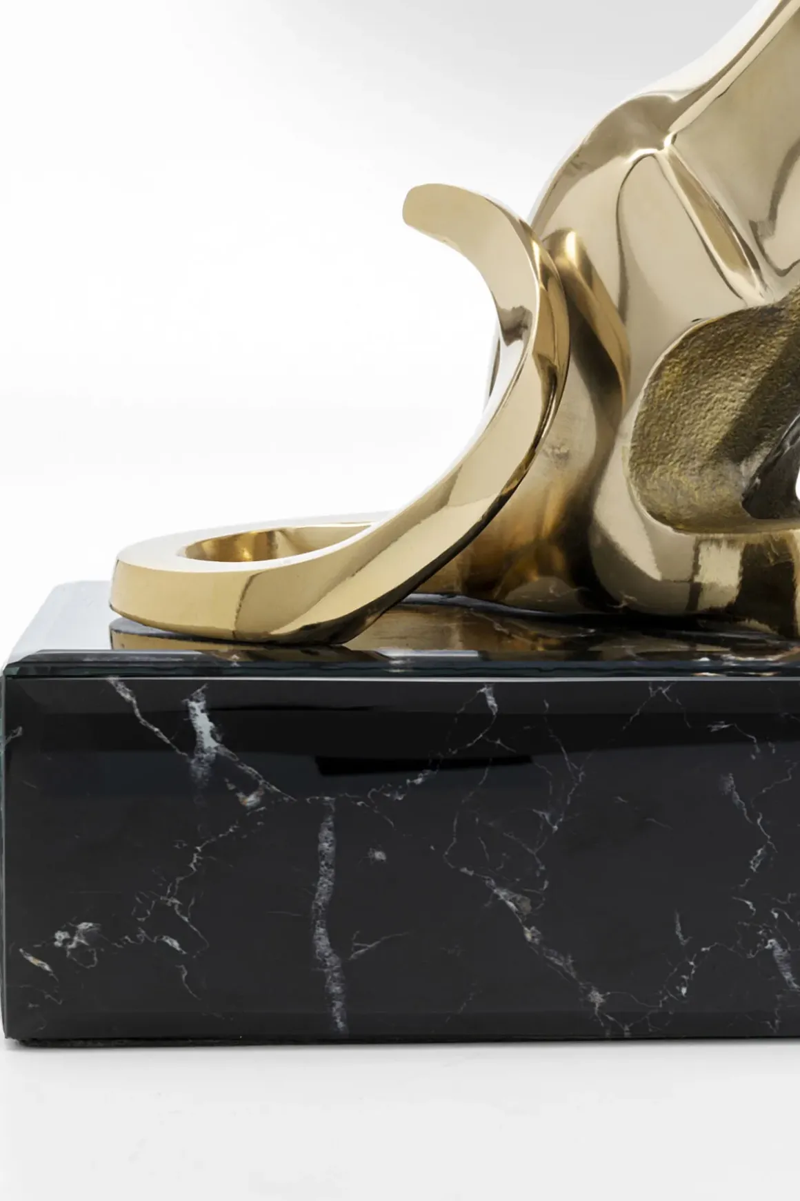 Dekor Skulptur Lion - Guld/Svart marmor, 34cm - KARE Design