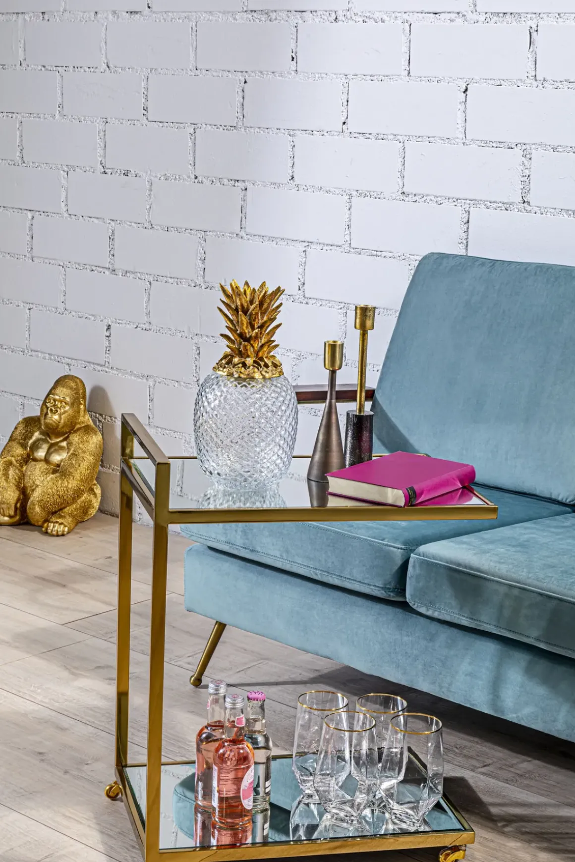 Drinkvagn Classy - Guld/Spegelglas - KARE Design
