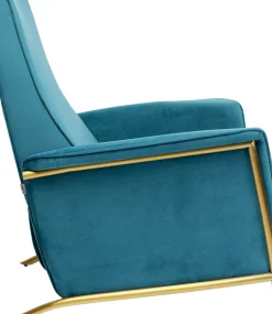 Fåtölj Lazy - Blå Sammet/Mässing - Fällbar med Fotstöd - KARE Design