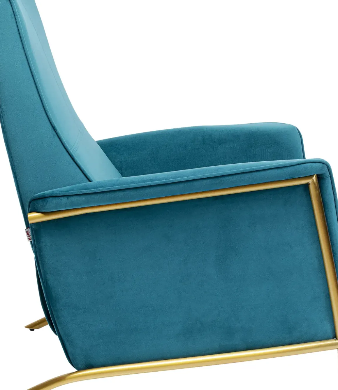 Fåtölj Lazy - Blå Sammet/Mässing - Fällbar med Fotstöd - KARE Design