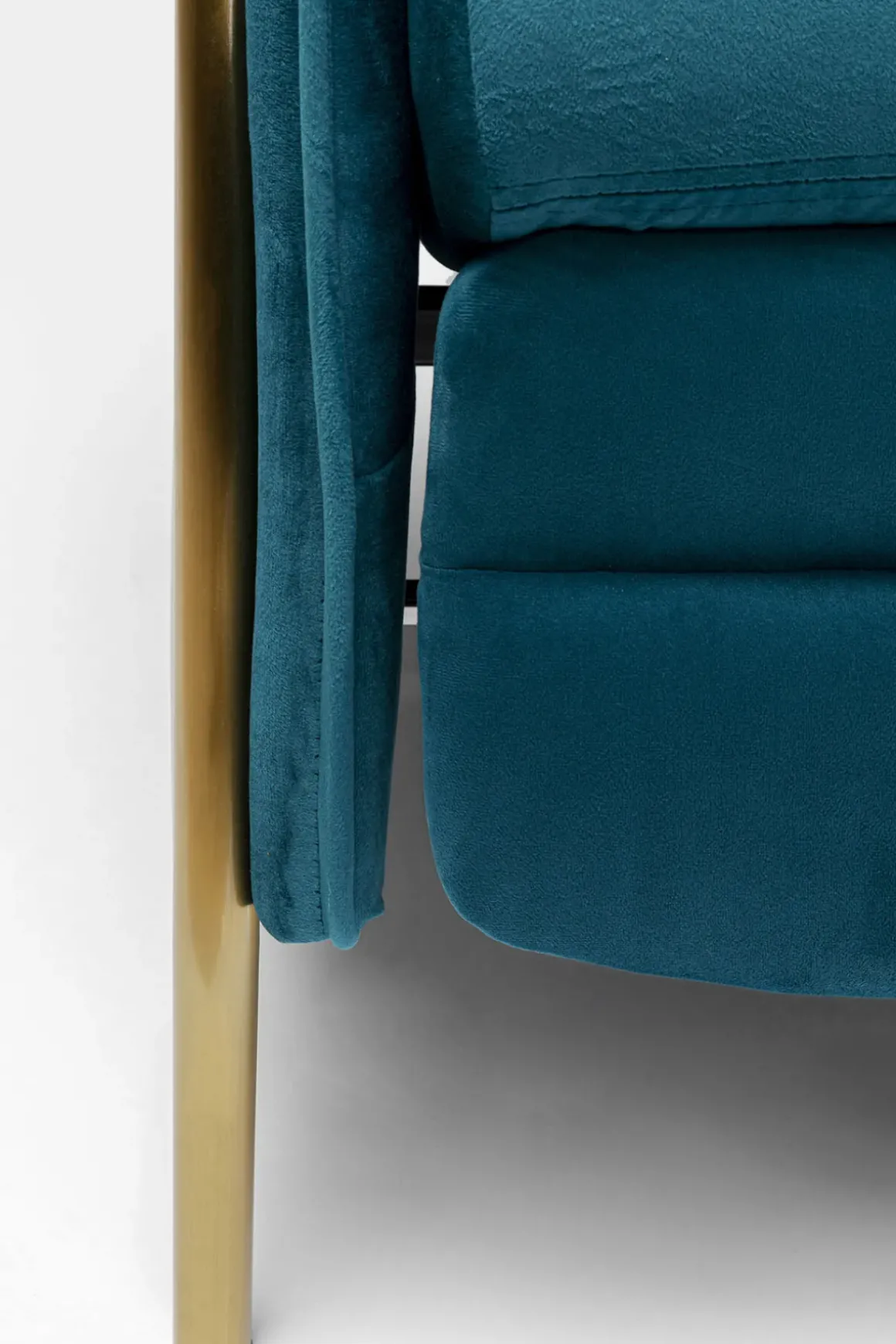 Fåtölj Lazy - Blå Sammet/Mässing - Fällbar med Fotstöd - KARE Design