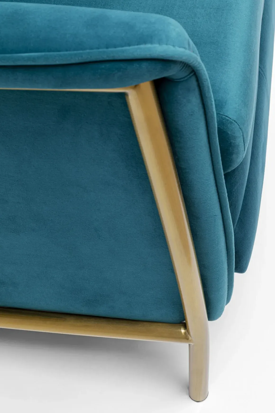 Fåtölj Lazy - Blå Sammet/Mässing - Fällbar med Fotstöd - KARE Design