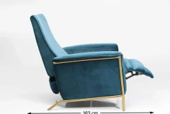 Fåtölj Lazy - Blå Sammet/Mässing - Fällbar med Fotstöd - KARE Design