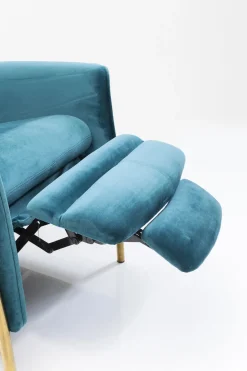 Fåtölj Lazy - Blå Sammet/Mässing - Fällbar med Fotstöd - KARE Design