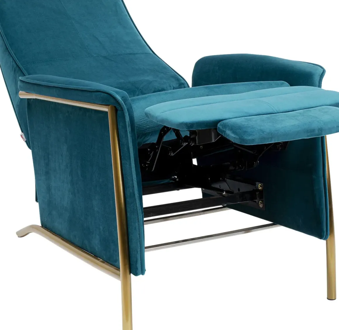 Fåtölj Lazy - Blå Sammet/Mässing - Fällbar med Fotstöd - KARE Design