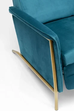 Fåtölj Lazy - Blå Sammet/Mässing - Fällbar med Fotstöd - KARE Design