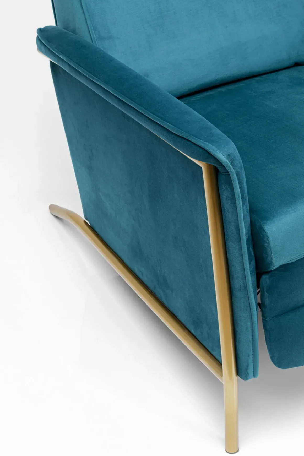 Fåtölj Lazy - Blå Sammet/Mässing - Fällbar med Fotstöd - KARE Design