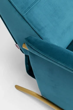 Fåtölj Lazy - Blå Sammet/Mässing - Fällbar med Fotstöd - KARE Design