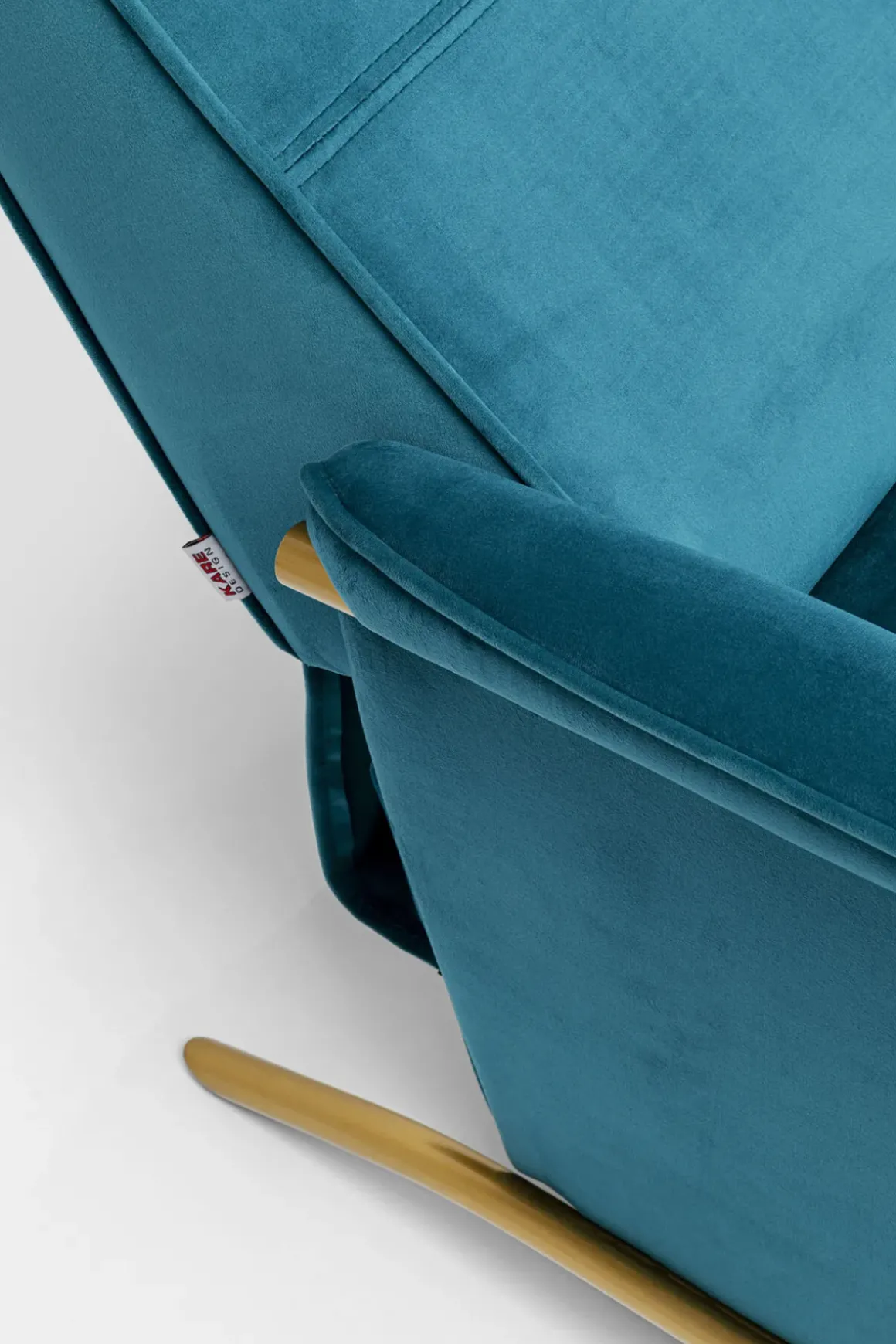 Fåtölj Lazy - Blå Sammet/Mässing - Fällbar med Fotstöd - KARE Design