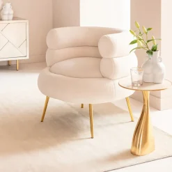 Fåtölj Livelli - Cremevit/Guld - KARE Design