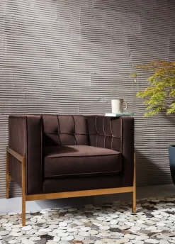 Fåtölj Loft - Brun Sammet/Mässing - KARE Design