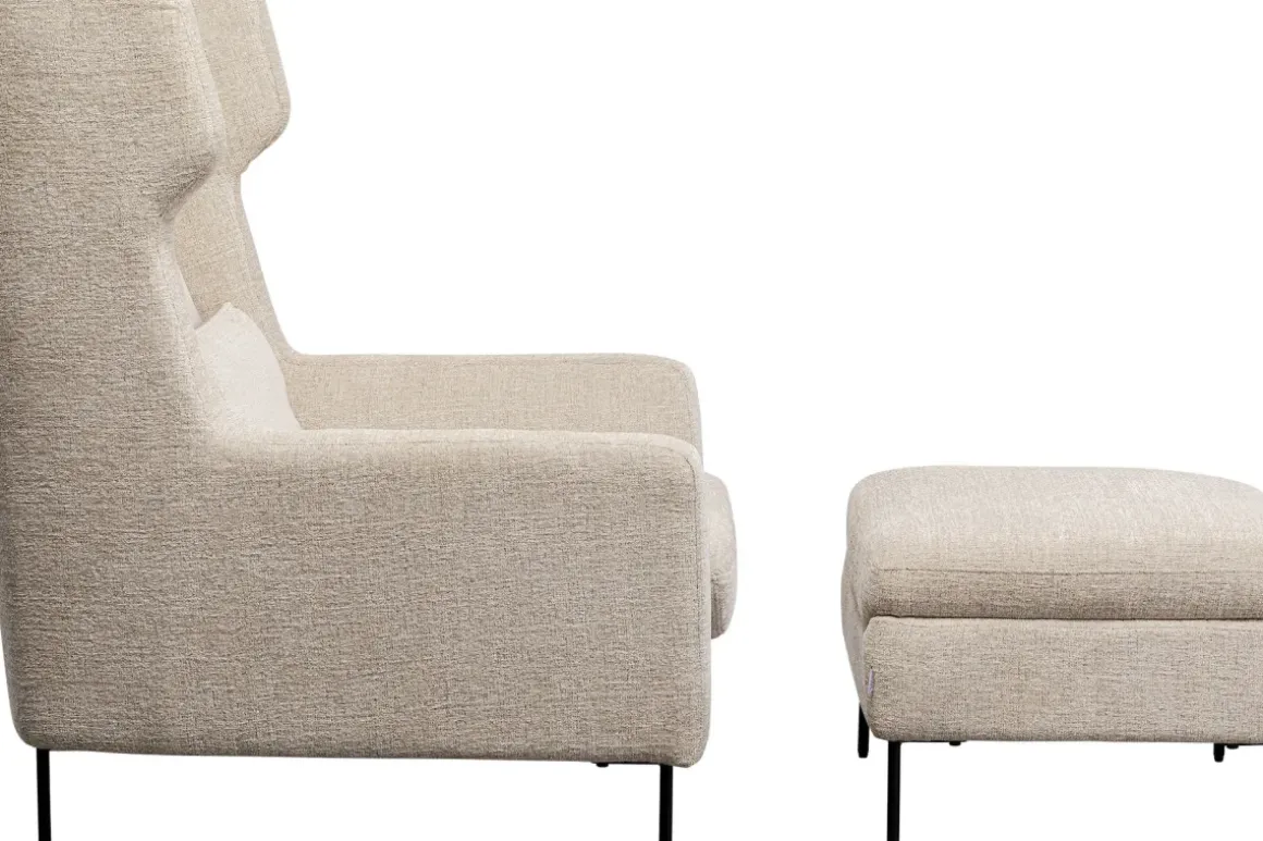 Fåtölj med Pall Quinn Hög - Beige - KARE Design