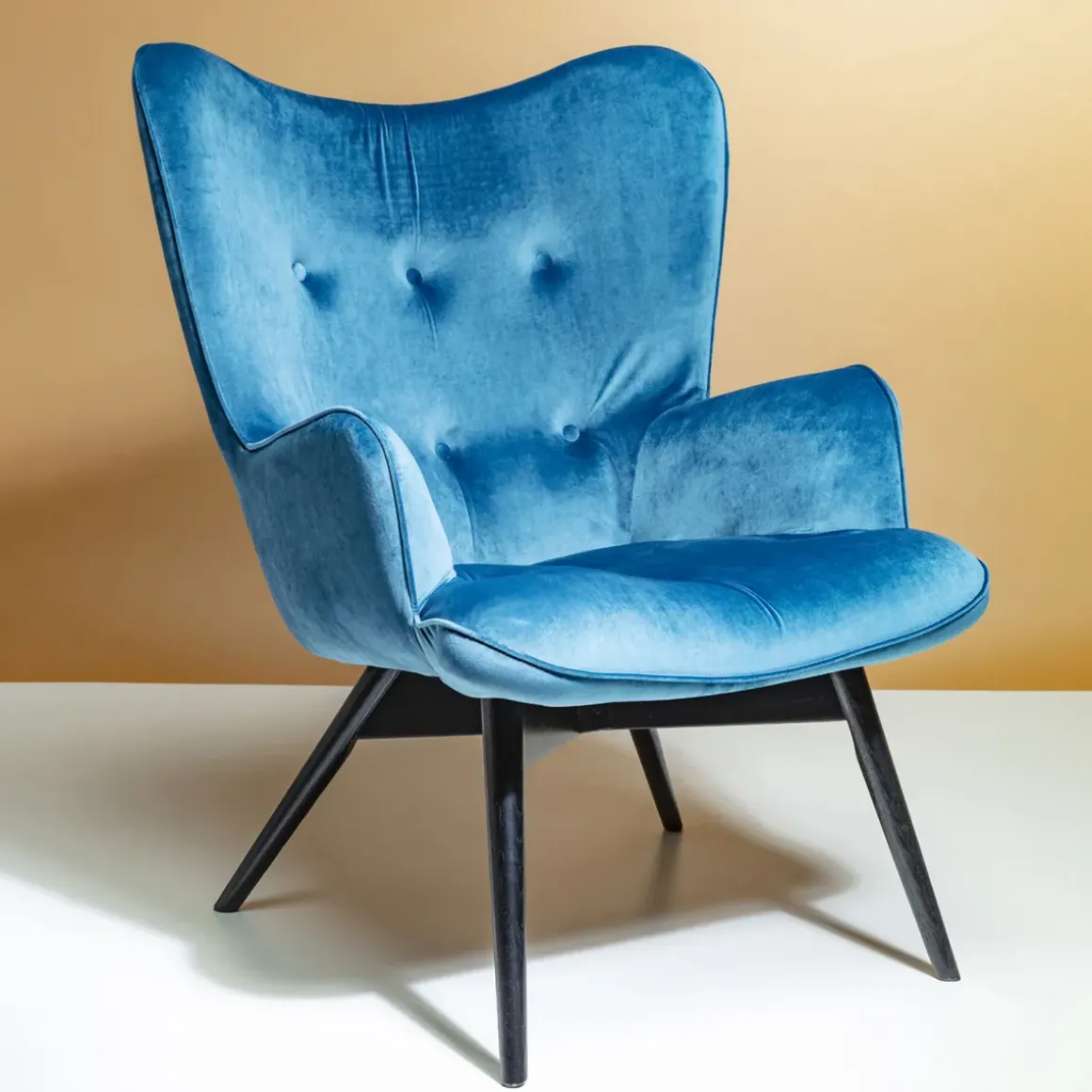 Fåtölj Vicky - Blågrön Sammet/Svarta Ben - KARE Design