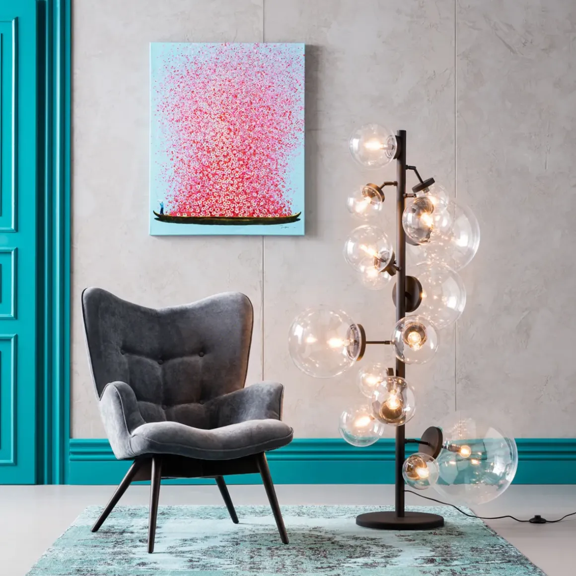 Fåtölj Vicky - Grå Sammet/Svarta Ben - KARE Design