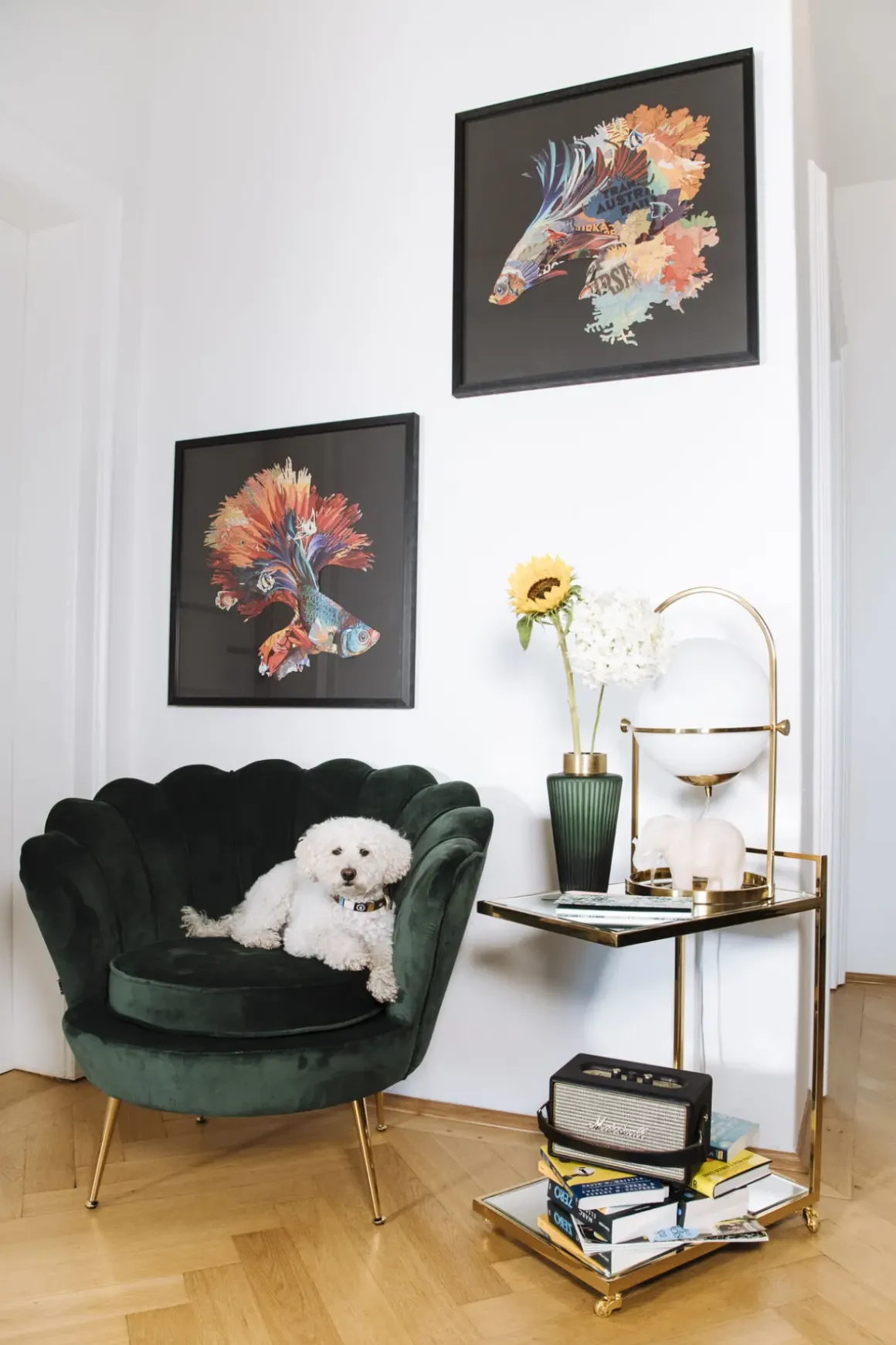 Fåtölj Water Lily - Guld/Mörkgrön - KARE Design