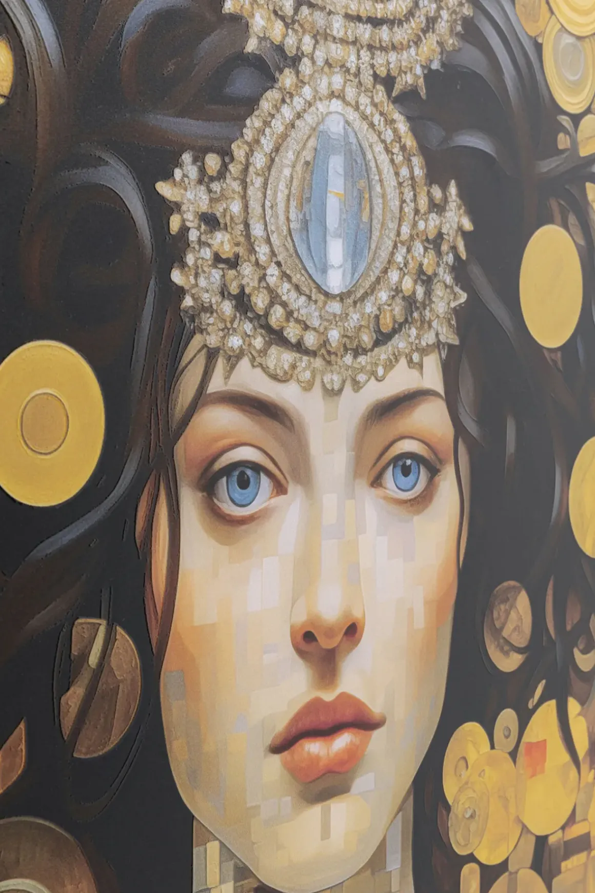 Glastavla Art Nouveau Lady 3D, 120x120cm - KARE Design
