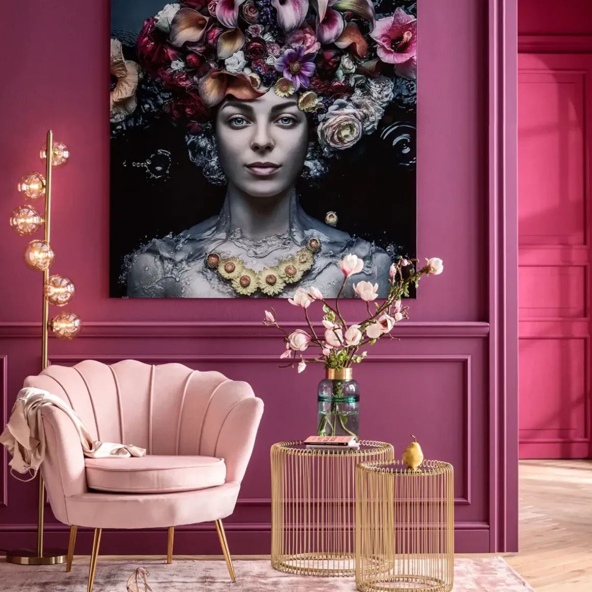 Glastavla Flower Lady, 120x120cm - KARE Design
