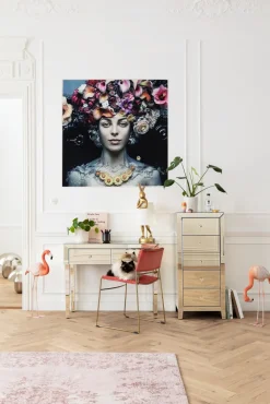 Glastavla Flower Lady, 120x120cm - KARE Design