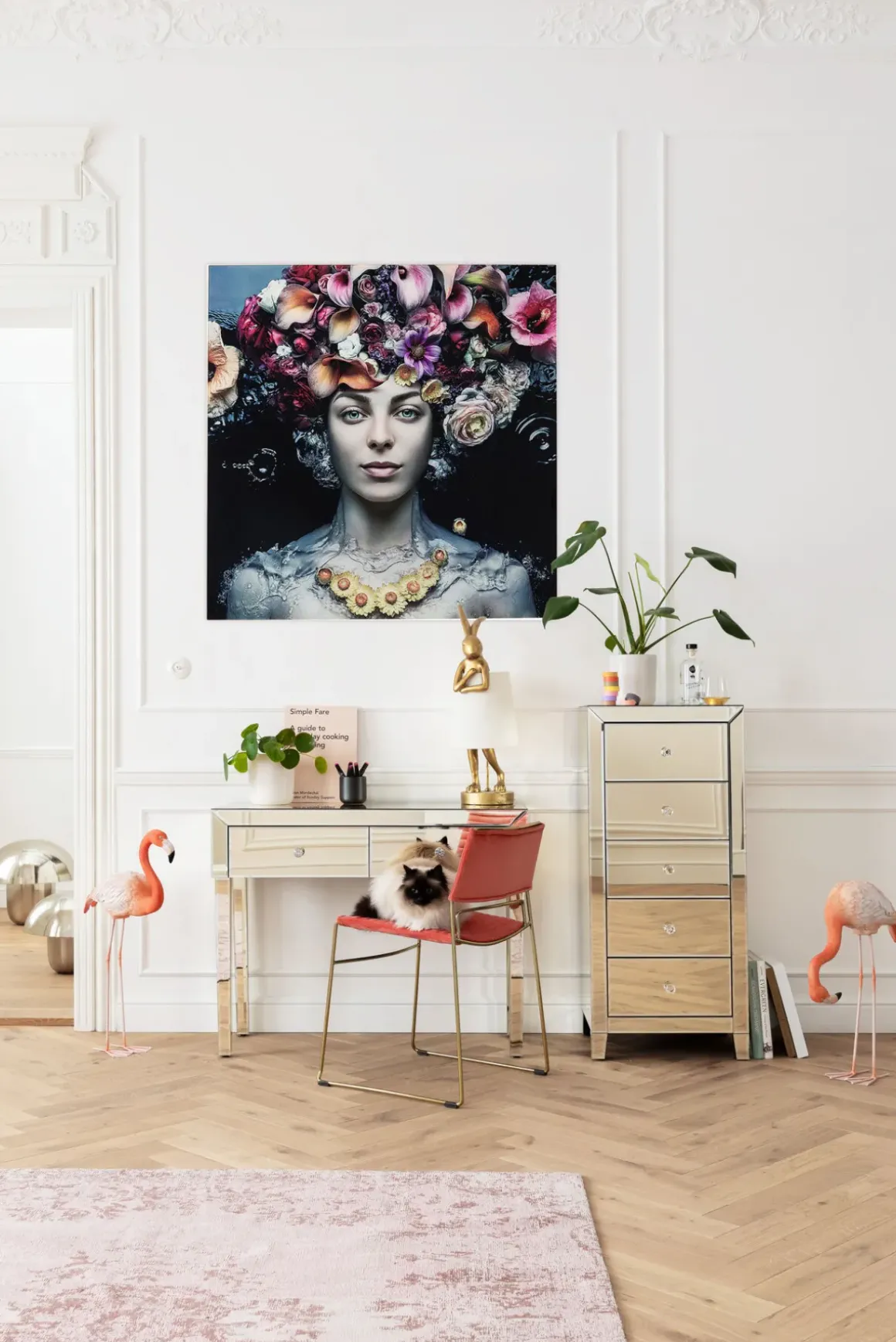 Glastavla Flower Lady, 120x120cm - KARE Design
