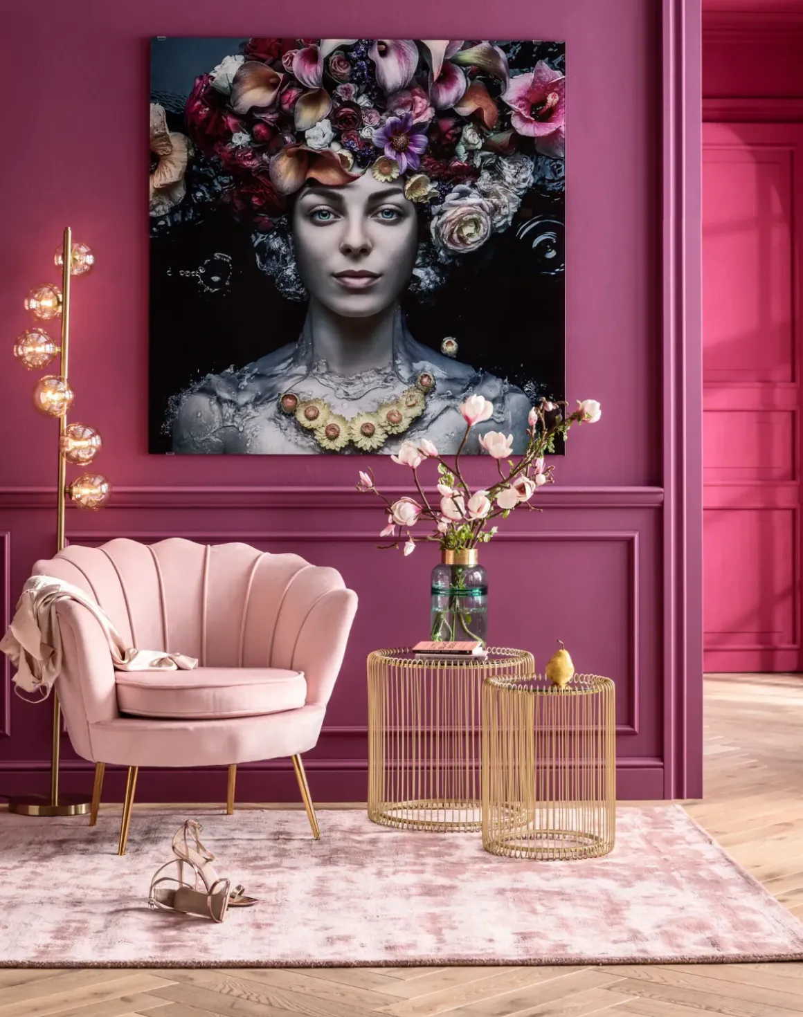 Glastavla Flower Lady, 120x120cm - KARE Design