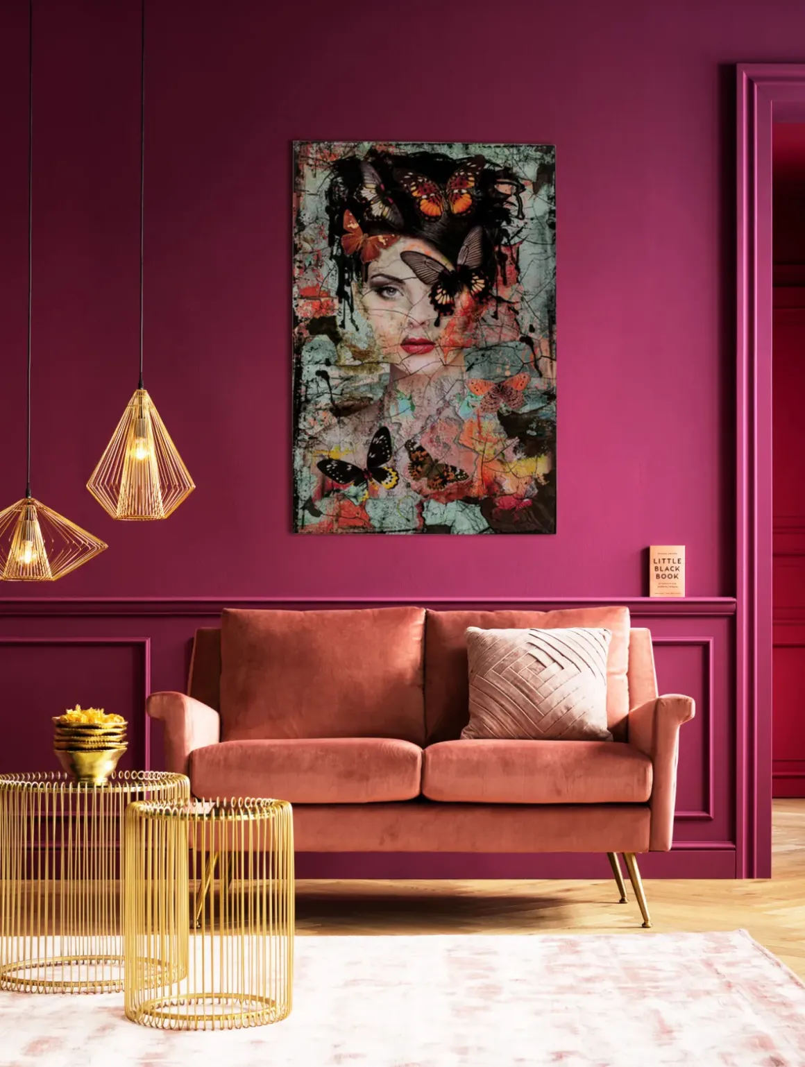 Glastavla Lady Butterfly, 100x150cm - KARE Design