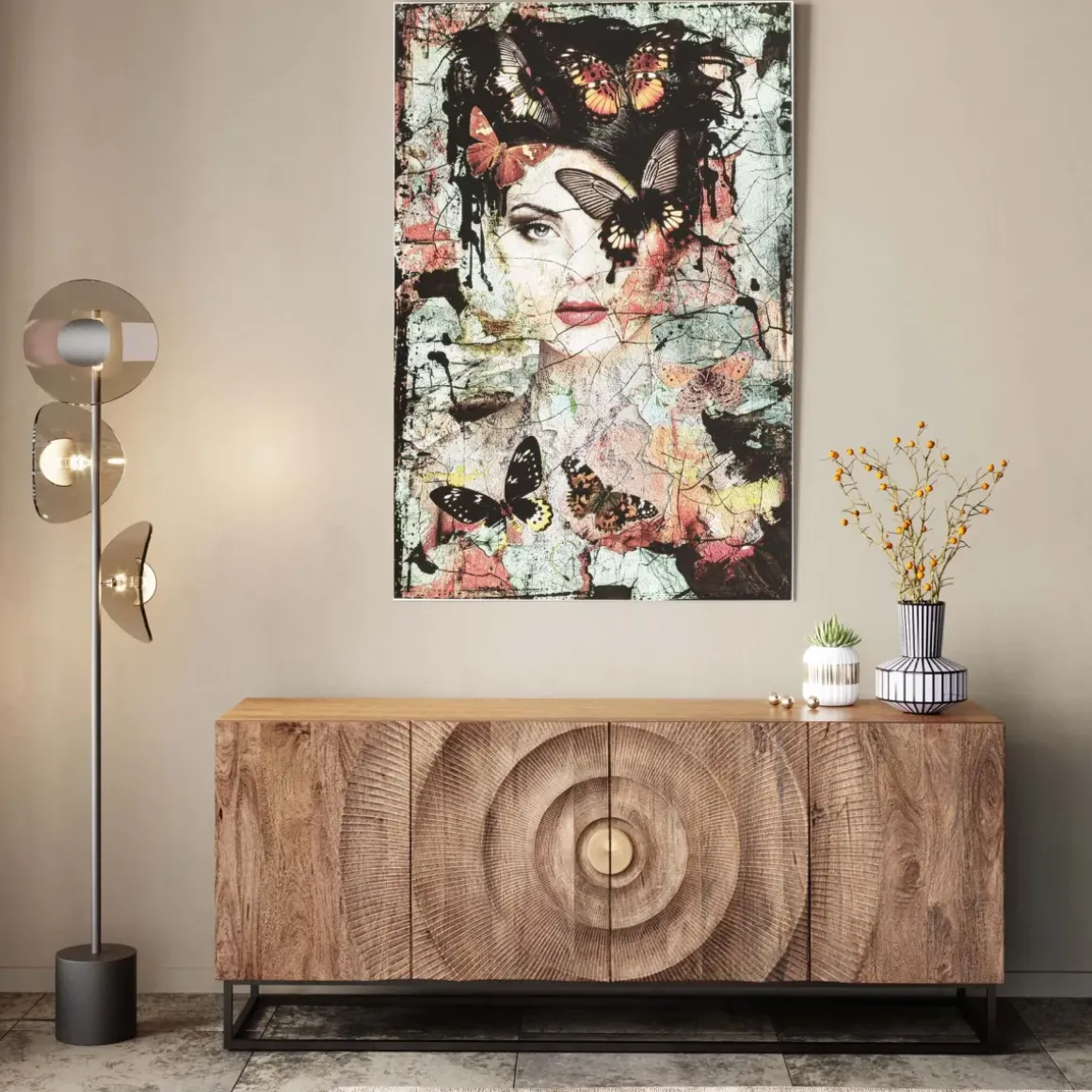 Glastavla Lady Butterfly, 100x150cm - KARE Design