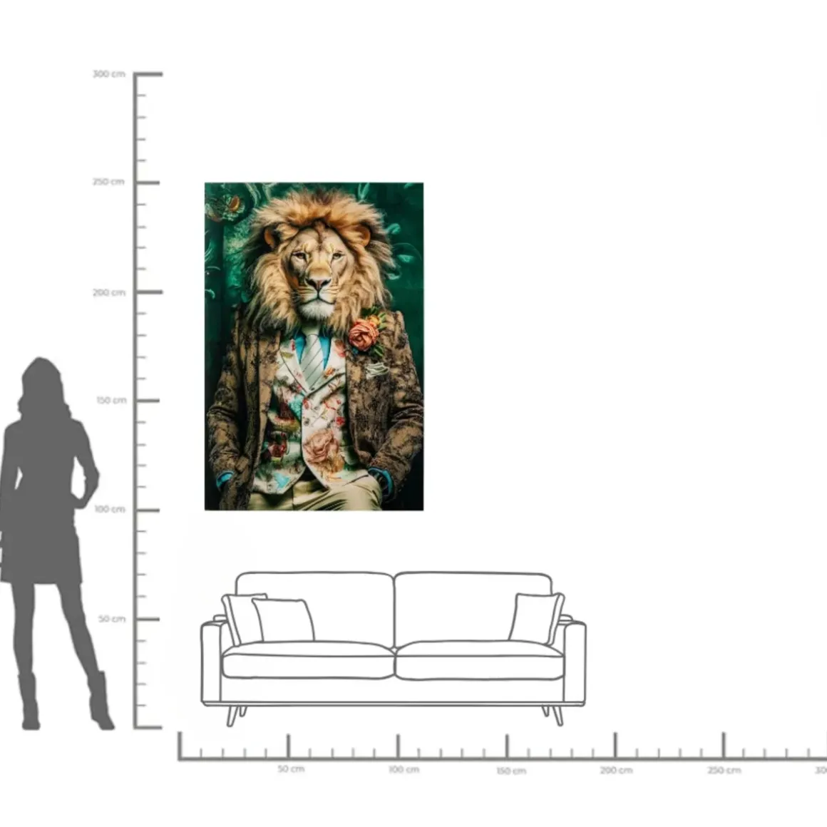 Glastavla Mister Lion, 150x100cm - KARE Design
