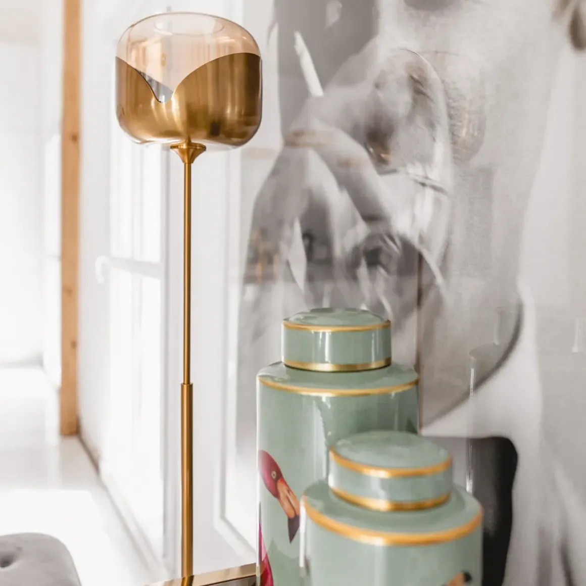 Goblet Golvlampa - Mässing och Tonat Glas, 160cm - KARE Design
