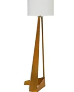 Golvlampa Art Swing - Fot på Mässing, vit skärm, 150cm - KARE Design