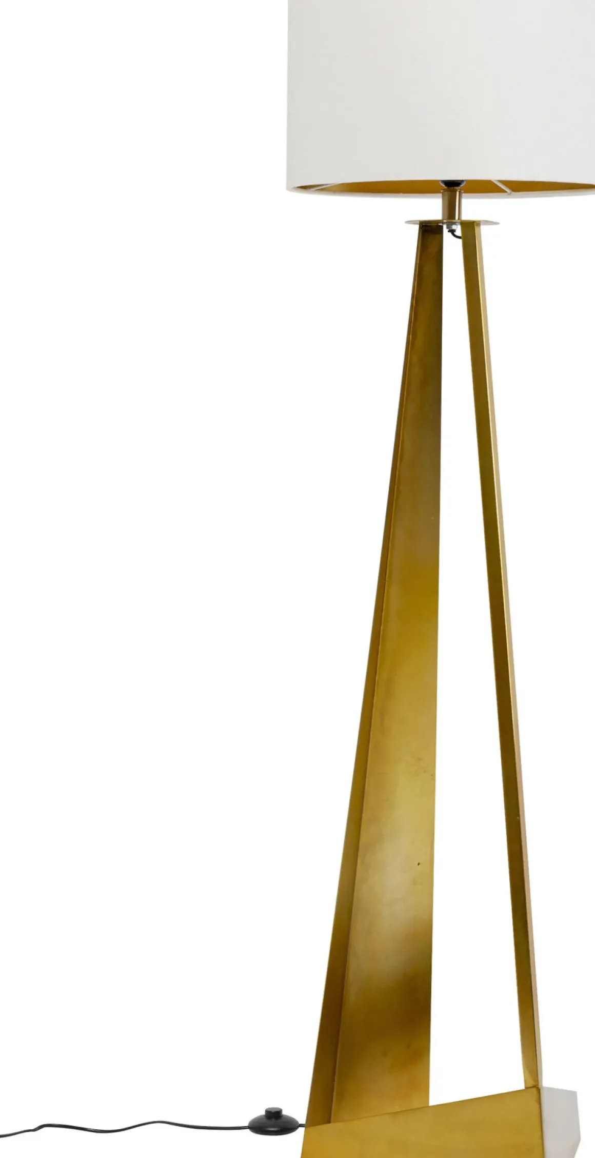 Golvlampa Art Swing - Fot på Mässing, vit skärm, 150cm - KARE Design