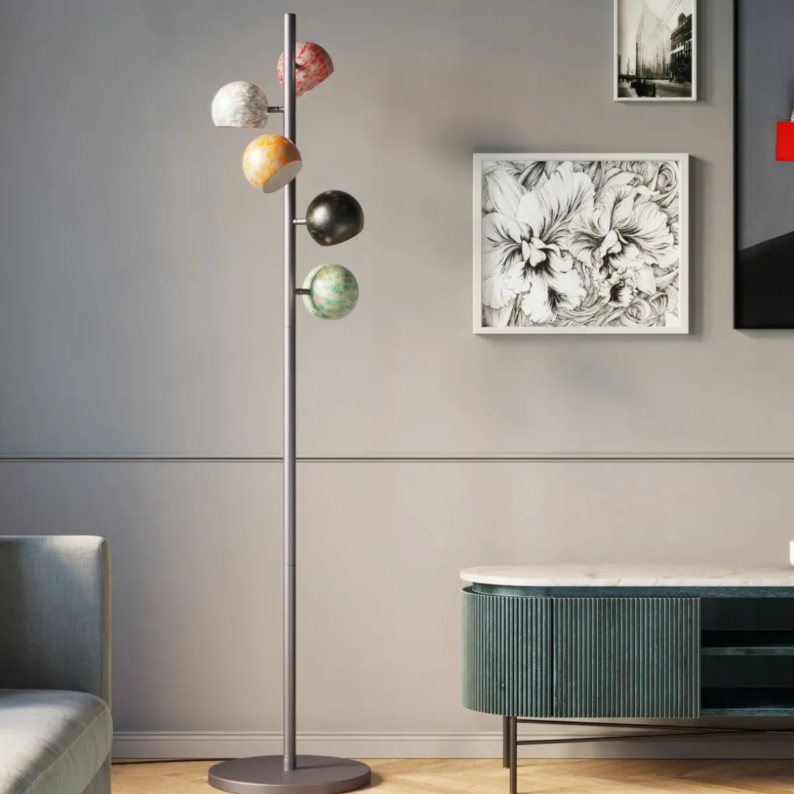 Golvlampa Calotta Antico 5-lite - KARE Design