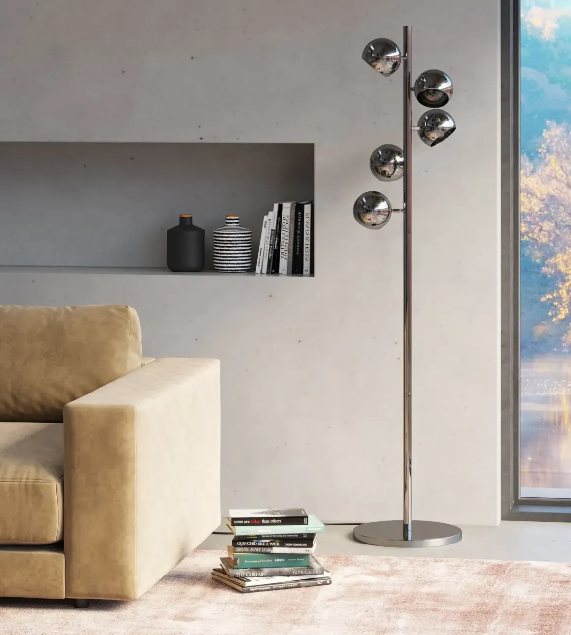 Golvlampa Calotta Krom - Riktbara Lampor 5 st, 200cm - KARE Design