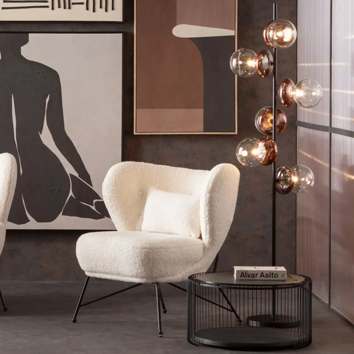 Golvlampa Double Bubble - Koppar, 165cm - KARE Design