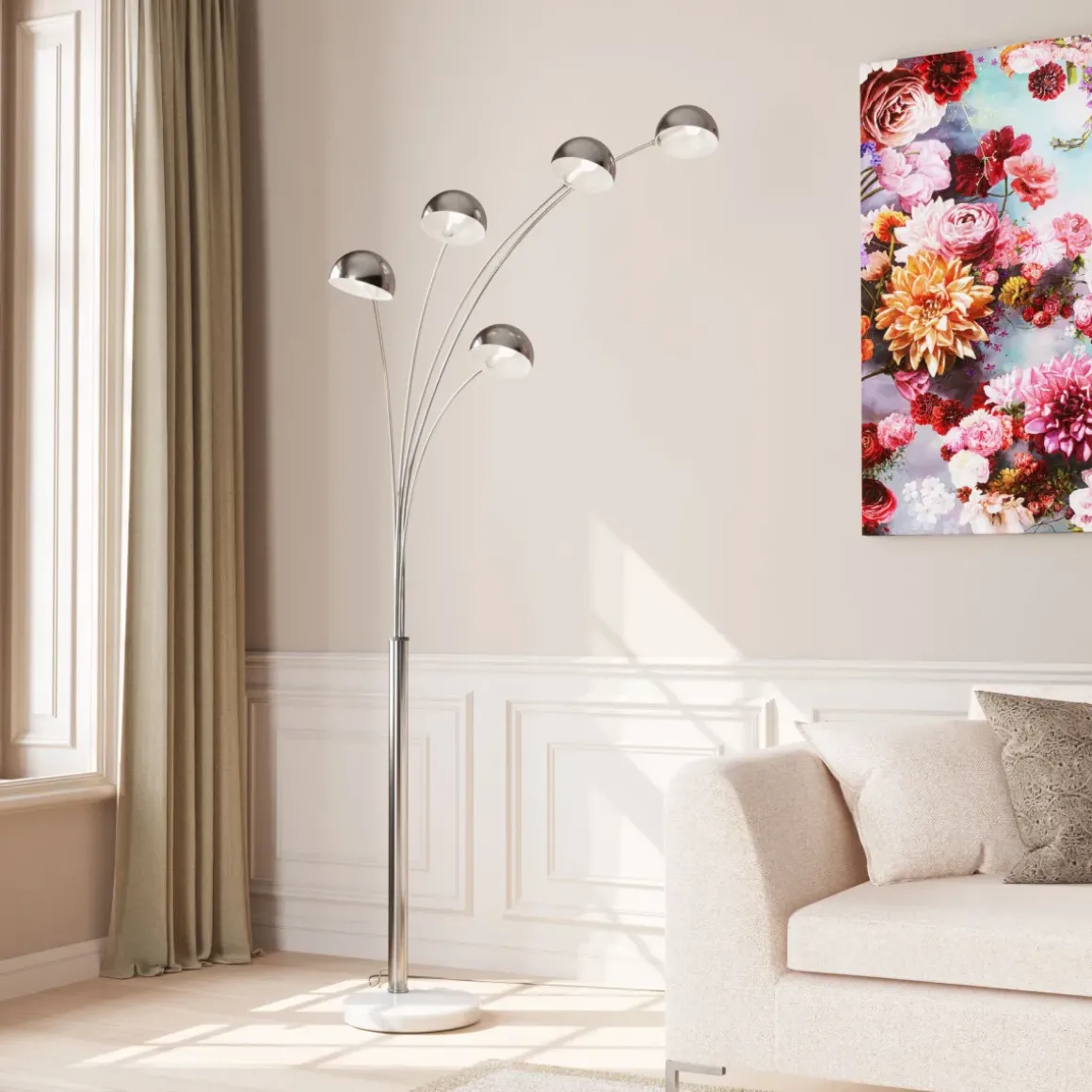 Golvlampa Five Fingers - Femarmad Lampa, Krom, 215cm - KARE Design