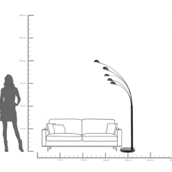 Golvlampa Five Fingers - Femarmad Lampa, Matt Svart, 201cm - KARE Design
