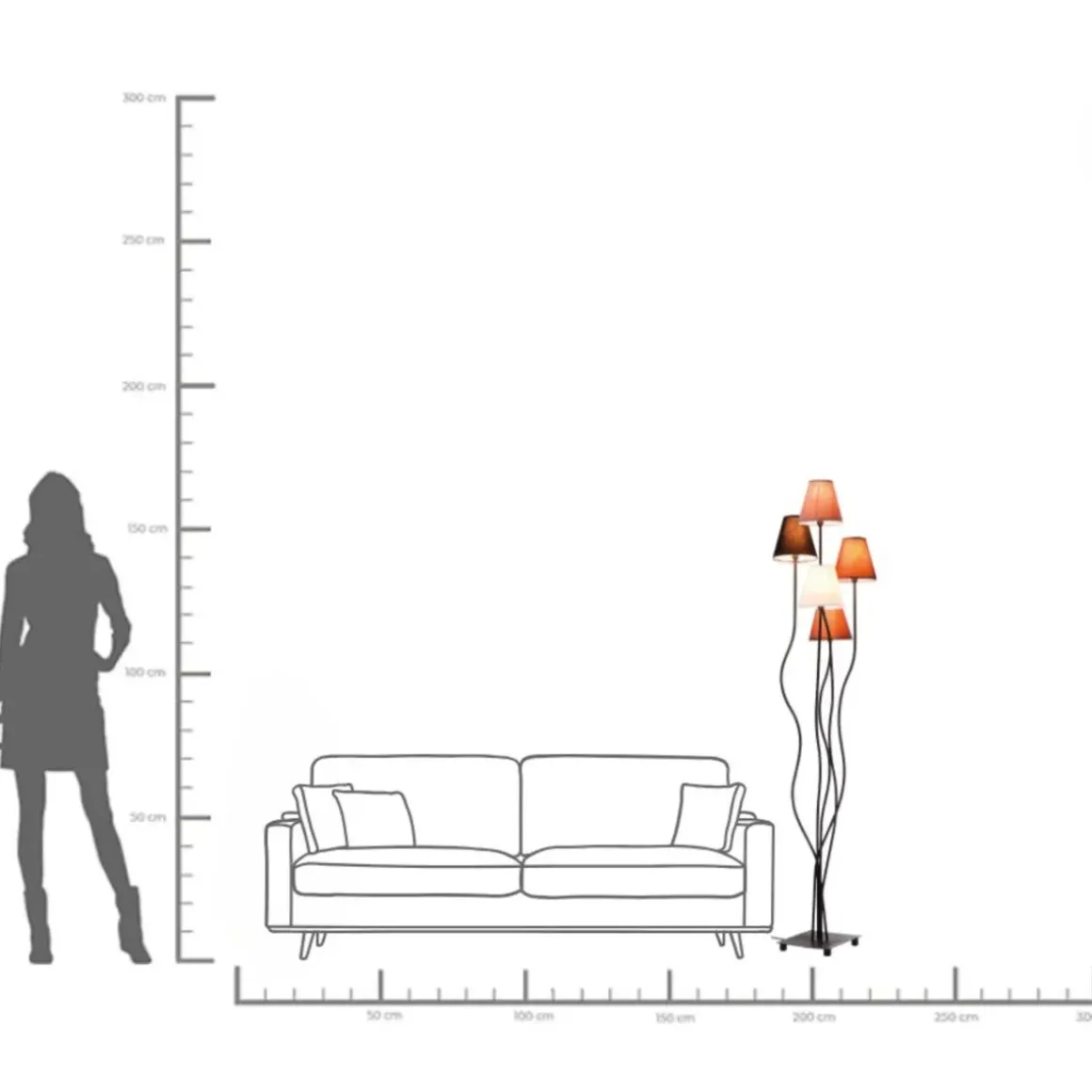 Golvlampa Flexible Mocca - 5 Skärmar, 163cm - KARE Design