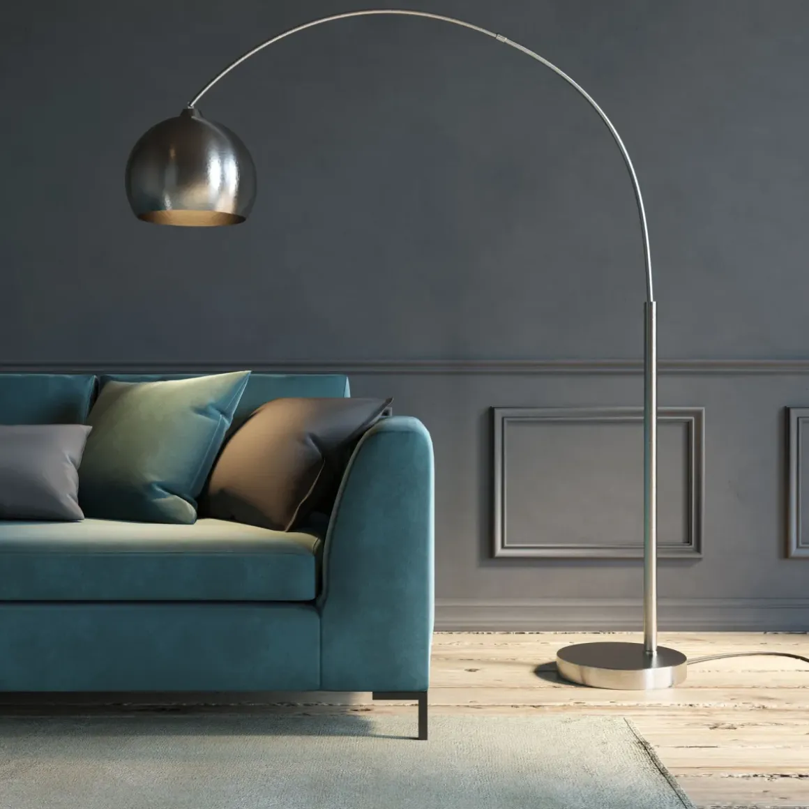 Golvlampa Lounge Glob - Bågform i Krom - KARE Design
