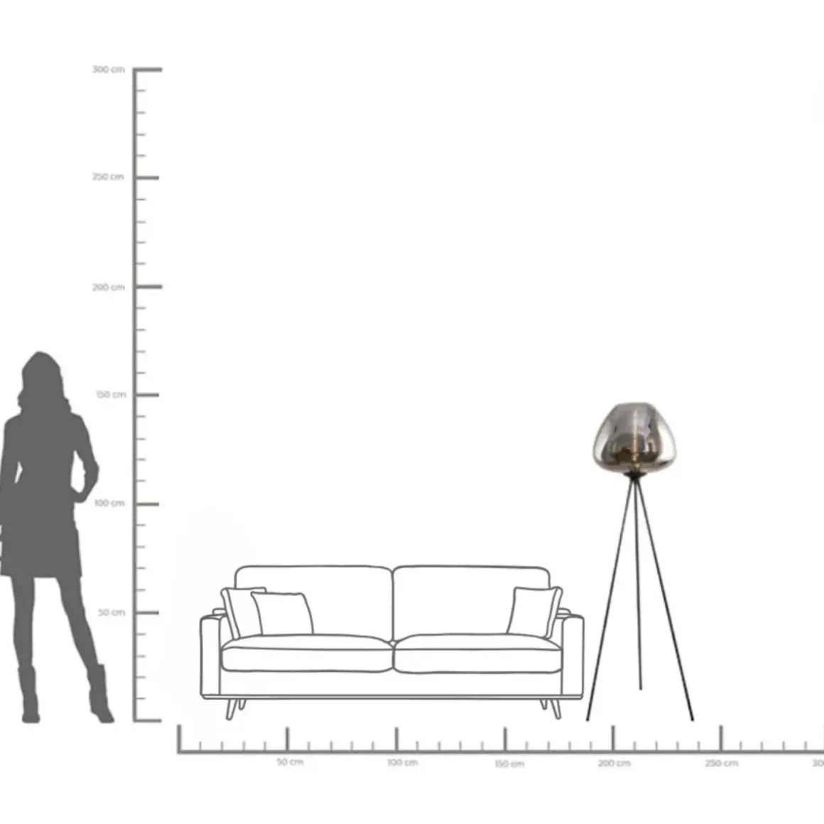 Golvlampa Sphere Smoke, 146cm - KARE Design
