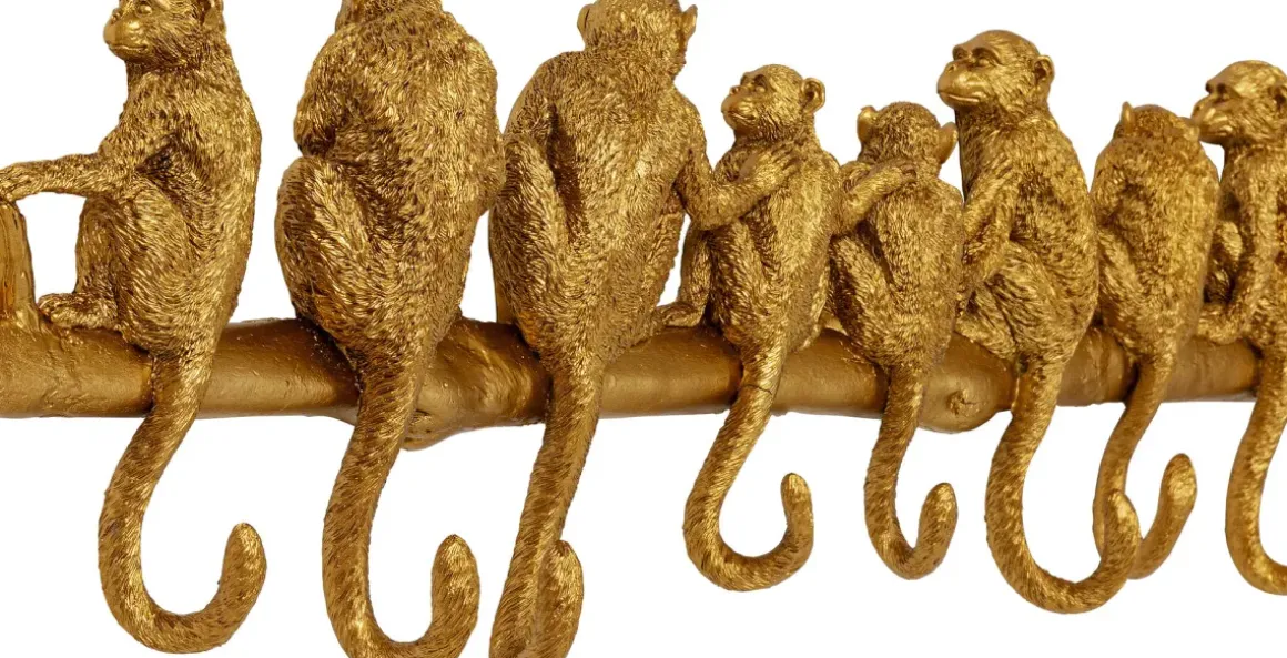 Hängare Monkey - Guld, 8 Krokar - KARE Design