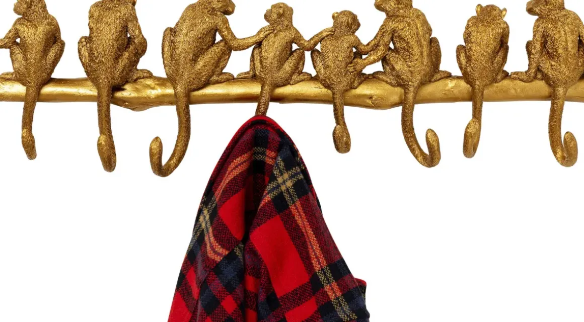 Hängare Monkey - Guld, 8 Krokar - KARE Design