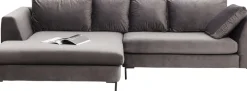 Hörnsoffa Gianni - Grå Sammet/Svart Vänster, 290x167cm - KARE Design
